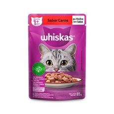 Ração Úmida Whiskas Sachê para Gatos Adultos Sabor Carne ao Molho - 85g