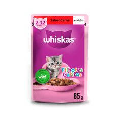 Ração Úmida Whiskas Sachê para Gatos Filhotes Sabor Carne ao Molho - 85g