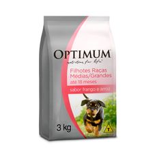 Ração Optimum para Cães Filhotes Raças Médias e Grandes Sabor Frango e Arroz 3 kg