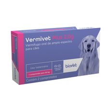 Vermífugo Biovet Vermivet Plus 2,0g para Cães com 2 Comprimidos