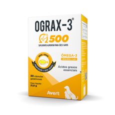 Suplemento Avert Ograx-3 500mg 30 Cápsulas para Cães e Gatos