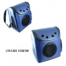 Mochila transporte pet c/ visor p/ cães e gatos passeio azul