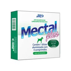 Mectal Plus Mundo Animal para Cães 10kg 4 Comprimidos