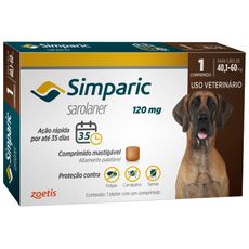 Antipulgas Simparic 120 mg para cães 40,1 a 60 kg - Zoetis