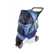 Carrinho de passeio pet transporte cães gatos luxo - Azul
