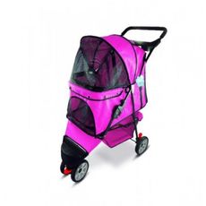 Carrinho de passeio pet transporte cães gatos luxo - Rosa