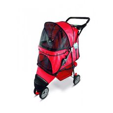 Carrinho de passeio pet transporte cães gatos luxo-Vermelho