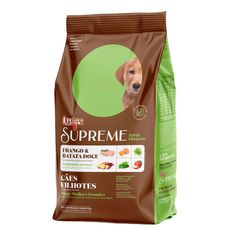 Ração Seca Quatree Supreme Frango e Batata Doce Cães Filhotes Raças Médias e Grandes 15kg