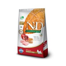 Ração Farmina N&D Ancestral Grain para Cães Sênior de porte Mini sabor Frango e Romã 2,5kg