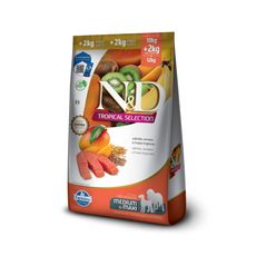 Ração Farmina N&D Tropical Selection para Cães Adultos de Porte Médio e Grande Sabor Salmão, Cereais e Frutas Tropicais
