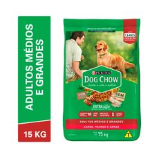 Ração Dog Chow para Cães Adultos de Porte Médio e Grande Sabor Carne, Frango e Arroz 15kg