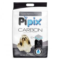 Tapete higiênico p cães Pipix Carbon 30un 60x60cm + absorção