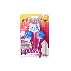 Vela Aniversário Ipet Happy Azul Gato