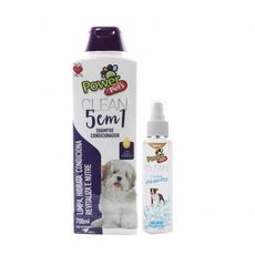 Kit banho cães e gatos shampoo 5x1 + colonia Powerpets 120ml