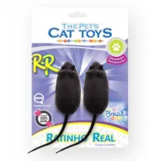 Kit brinquedo ratinho real 2 uni p divertir seu gato c apito