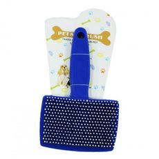 Escova pet rasqueadeira groomer banho tosa ponta soft G azul