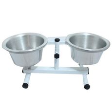 Comedouro duplo regulav. polido pote ração e agua med 3,6L