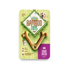 Brinquedo osso bamboo mordedor V cães resistente P Bacon