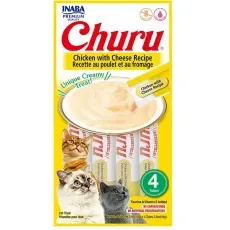 Churu petisco p/ gatos frango c/ queijo 4 saches 56g Inaba