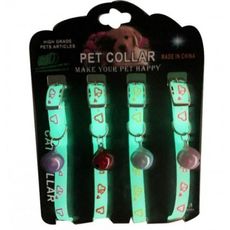 Coleira para gatos neon led c/ 4 uni para passeios c/ guizo