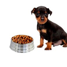 Comedouro vasilha aluminio pesado mini p/ cães ração e agua