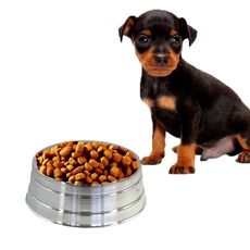 Comedouro vasilha aluminio pesado pequeno p/ cães ração agua