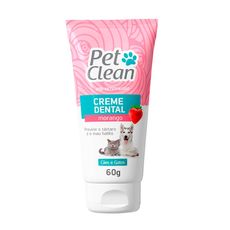 Creme Dental Pet Clean Sabor Morango para Cães e Gatos 60g