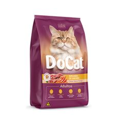 Ração Docat Premium Gatos Adultos Carne, Peixe e Frango 1kg