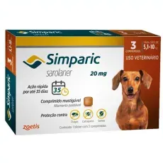 Antipulgas Simparic 20 mg para cães 5,1 a 10 kg - Zoetis