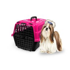 Caixa transporte c/ trava cães gatos Pets Love trav N2 Rosa