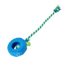 Brinquedo mordedor puxador de corda c/ pneu borracha 51cm